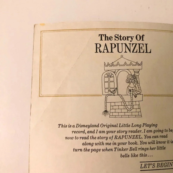 Vintage 1970 Disney The Story of Rapunzel Book Only No Record - Picture 7 of 16